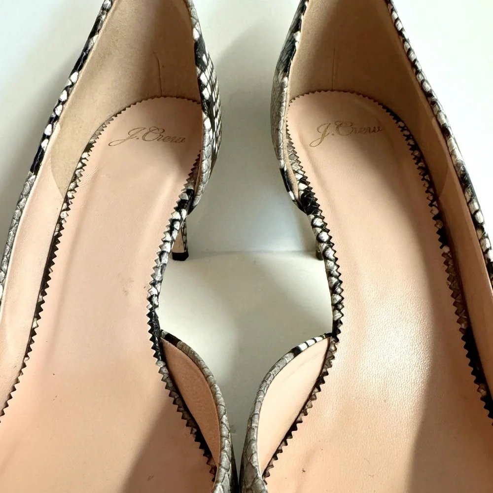 J Crew- Lucie Black and white snake embossed leather pump.Made in Italy.Size 10